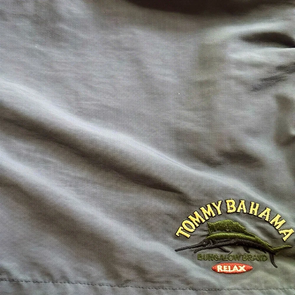 Tommy Bahama Swim Trunks Mens XL Navy Blue Excellent Bungalow Brand Marlin Logo